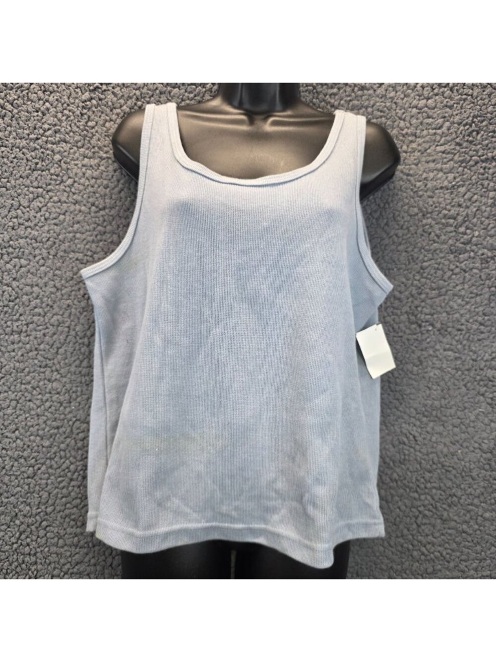 Vintage Comfy Rib Tank XL Dust Blue USA 90s Casual Retro Minimalist Indie Y2K